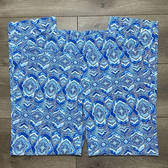 IBKUL Venetian Tiles Denim Stretch Golf Ankle Pants‎ Blue White Size 10 - Picture 3 of 11